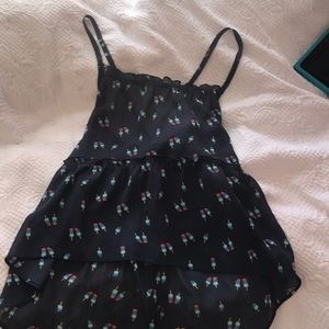 NWOT Semi sheer cross back strap printed tank top